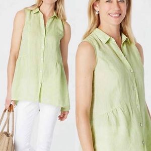 J. Jill Linen Peplum Sleeveless Top Size Large